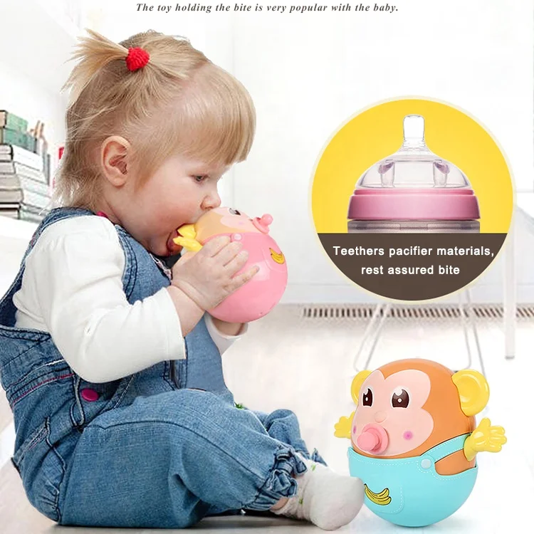 
 Забавные Ванна неваляшка детская зубная щетка Прорезыватель игрушка со встроенным колокол  