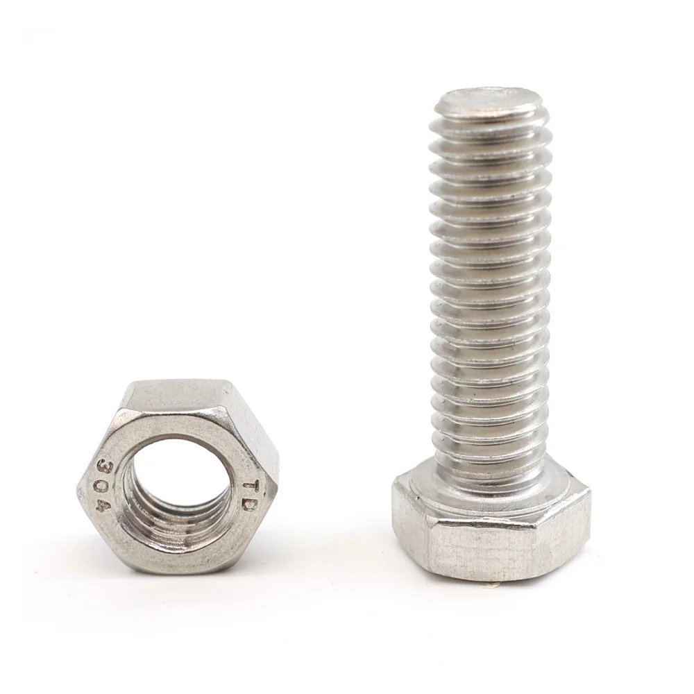 Factory Stock Custom M3 M5 M6 M8 M10 M12 M16 Stainless Steel A2 A4 DIN931 Hex Nut and Bolt Manufacturers With Washer