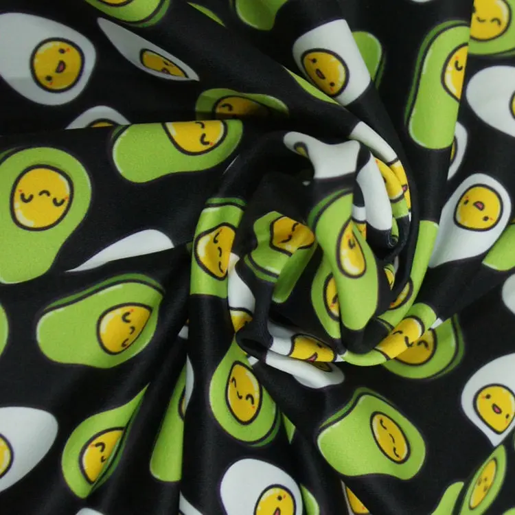 Avocado Fruit Pattern Polyester Sublimation Printed Fabric for Sports Tights