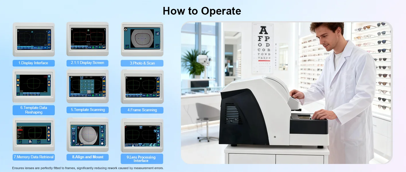 Optical Patternless Auto Lens Edger Machine ALE-1700 Built-in 3D Scanner and Frame Tracer for Optical Shops