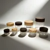 Transparent jar+ light wood grain lid