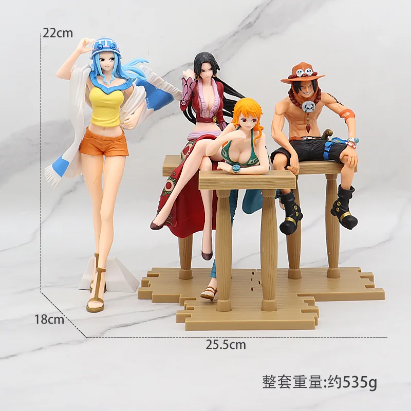 新デザイン4スタイルPVC漫画玩具人気ワンピースフィギュアセット