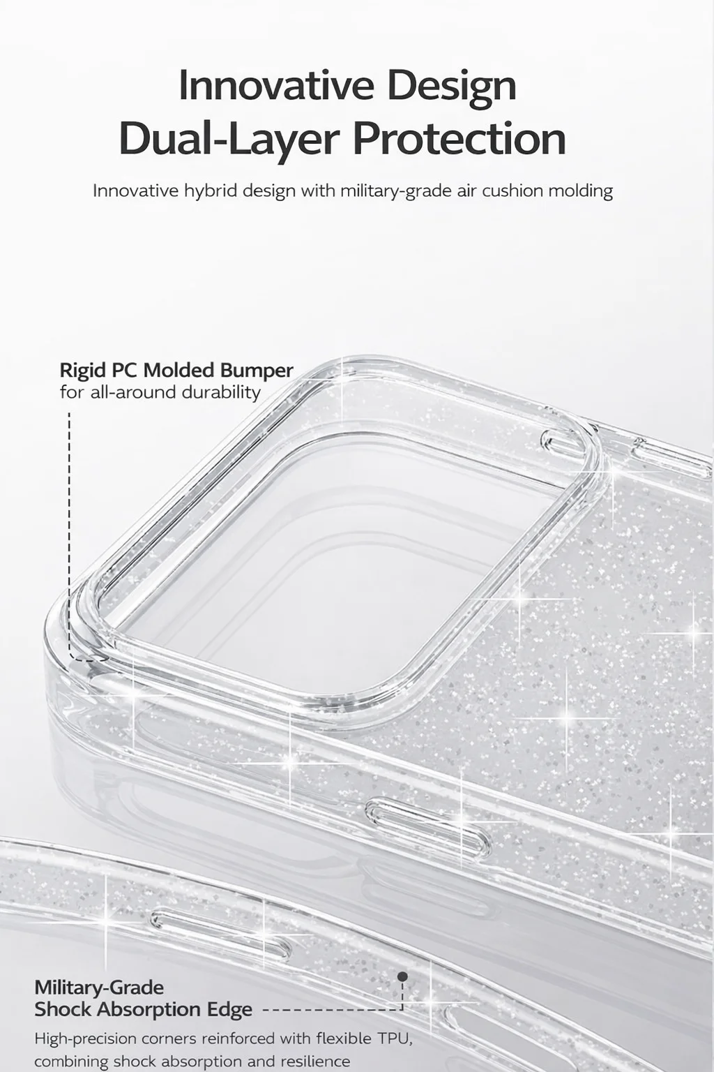 pro max  ultra thin clear sparkle phone cover with metal button anti fingerprint-2