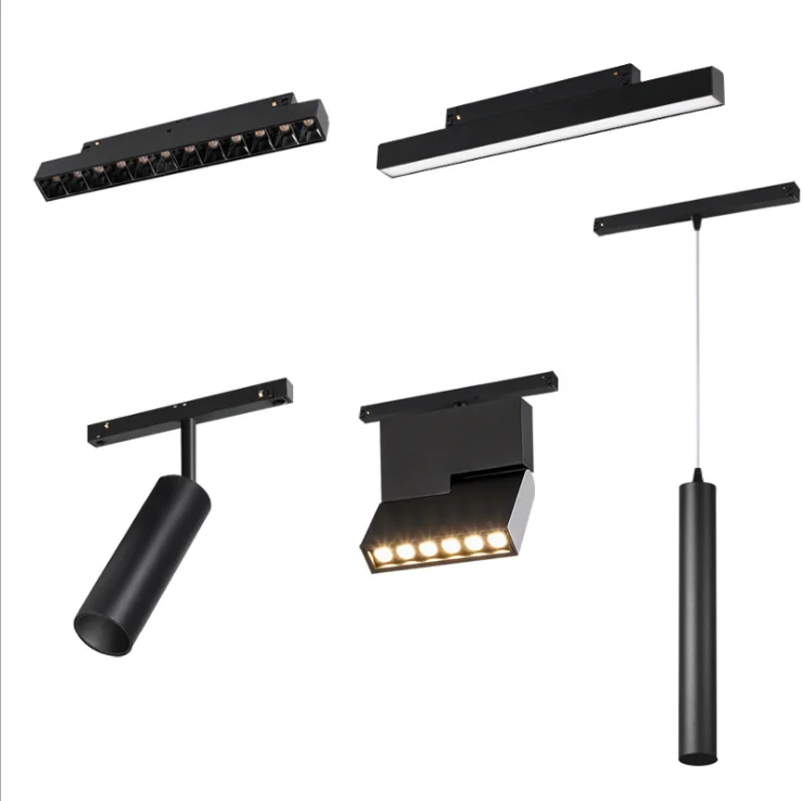 Черная Магнитная направляющая, магнитная направляющая, магнитная направляющая Стелла, магнитная трековая система, магнитная трековая направляющая, прожектор с подвеской