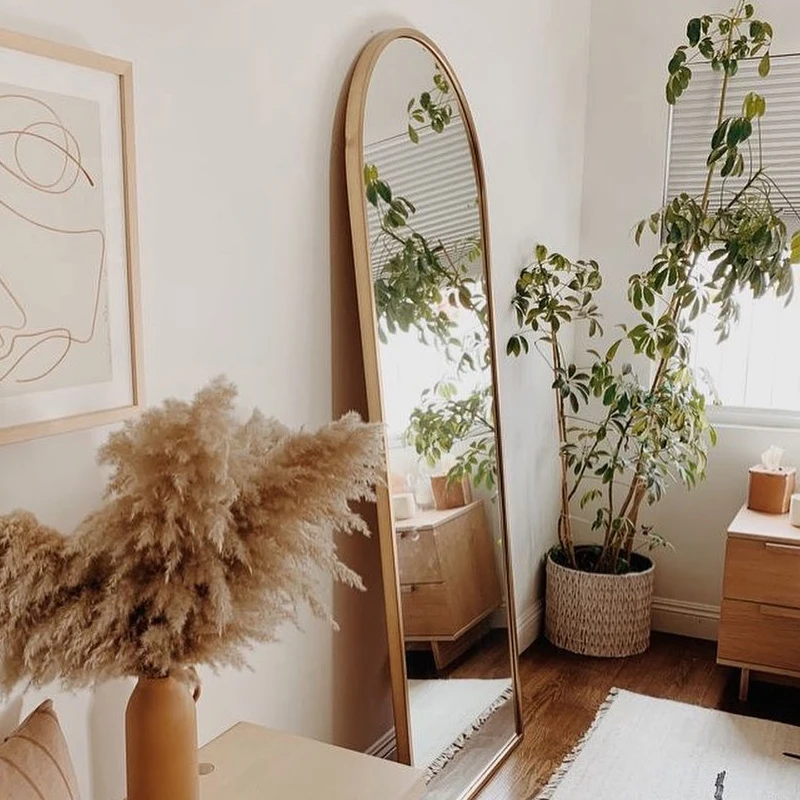 MDF Arched Simple Modern Frame Large Full Length Floor Dressing Mirror Wall Decoration Mirror