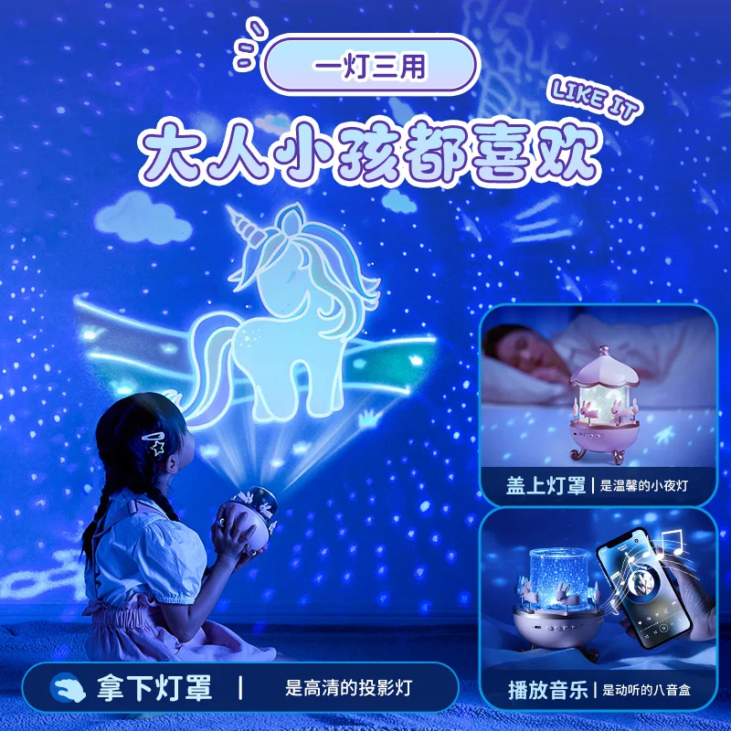 Usb Change UFO Mini Led Creative Kids Room Beside Night Lamp Moon Star Starry Sky  Light Ocean Projector for Christmas