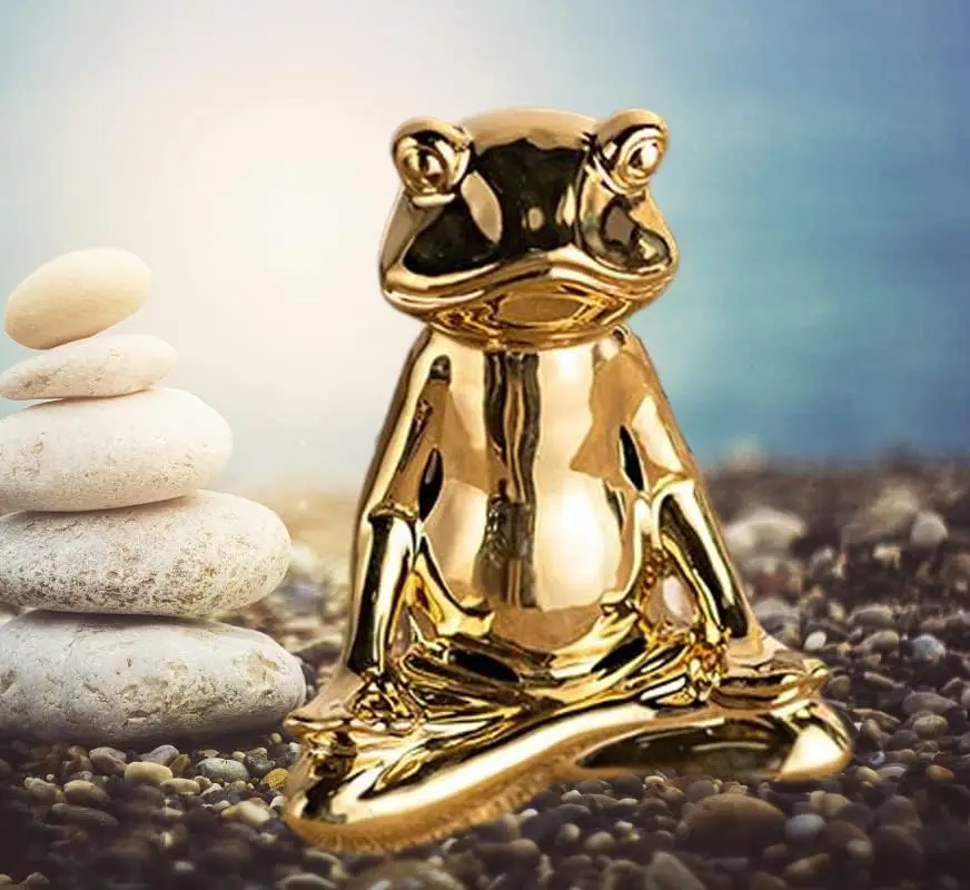 Customizable Gold Ceramic Frog Statue Yoga Animal Statue Zen Frog Statue for Home Spiritual Room Decoration