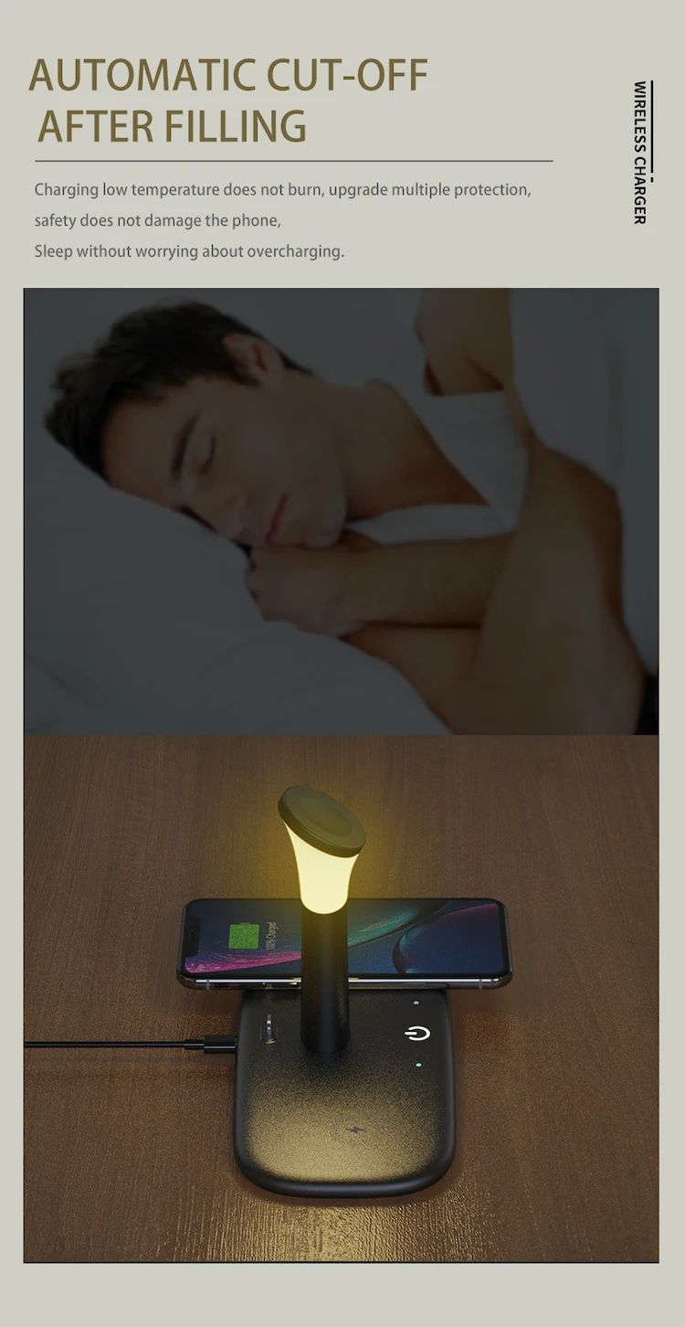 Type c white table usb replenisher with Devices Protection PJD Fast adapter powerbank wireless charger led lamp LH5