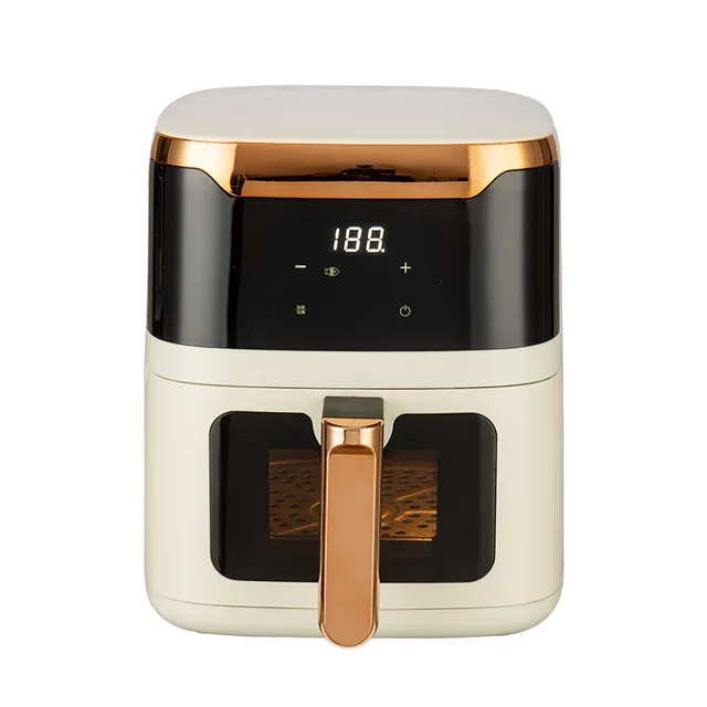 5L LCD Display Air Fryer Touch Control Oil-Free Easy Clean Detachable Plastic Oil Container Includes Observation Household