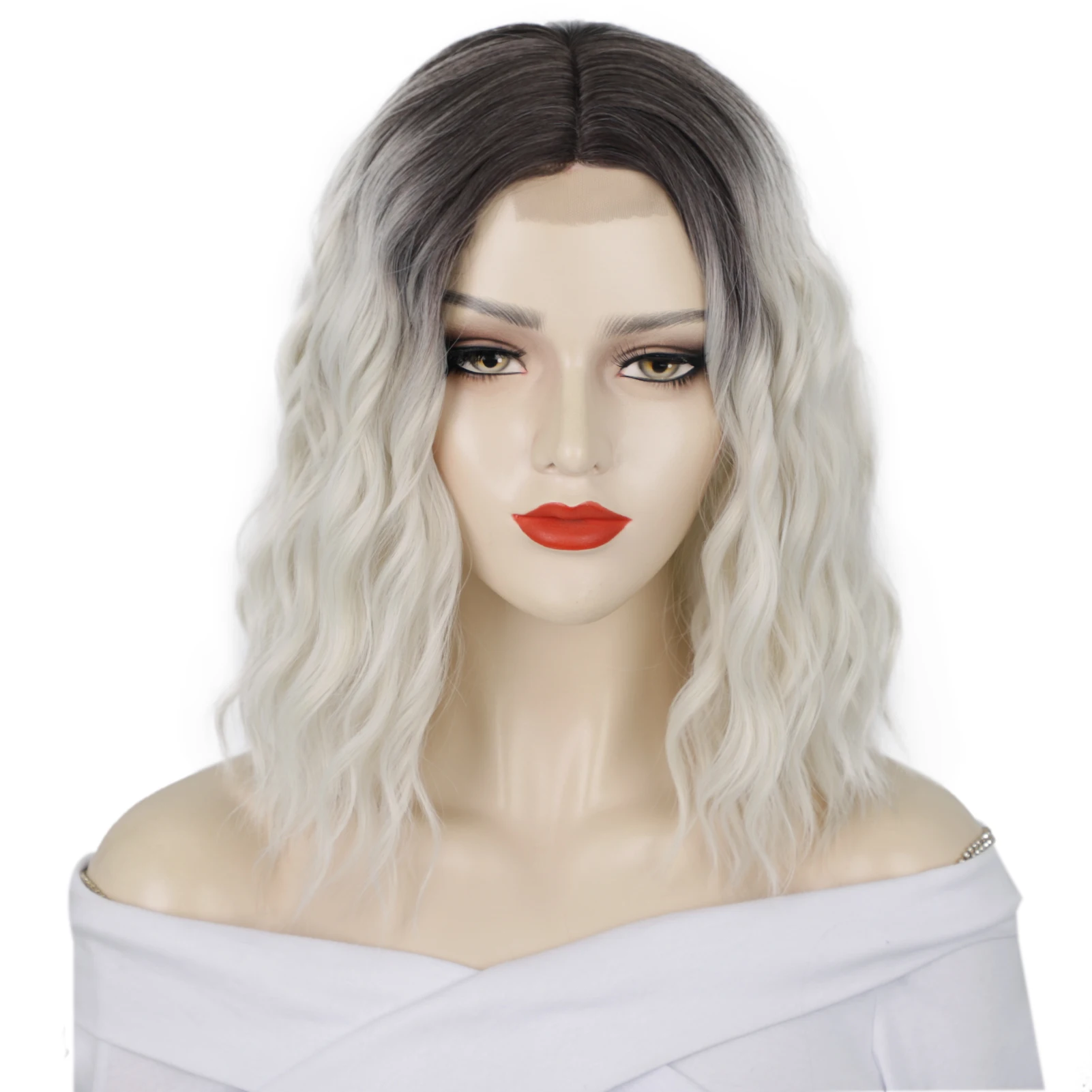 Pelo Rizado Ombre Negro Gris Venta Caliente Cosplay Del Partido De Bob Corto Para Las Mujeres De Fibra Barato Corto Peluca De Pelo Sintetico Buy Barato Corto Peluca De Pelo Sintetico Corto