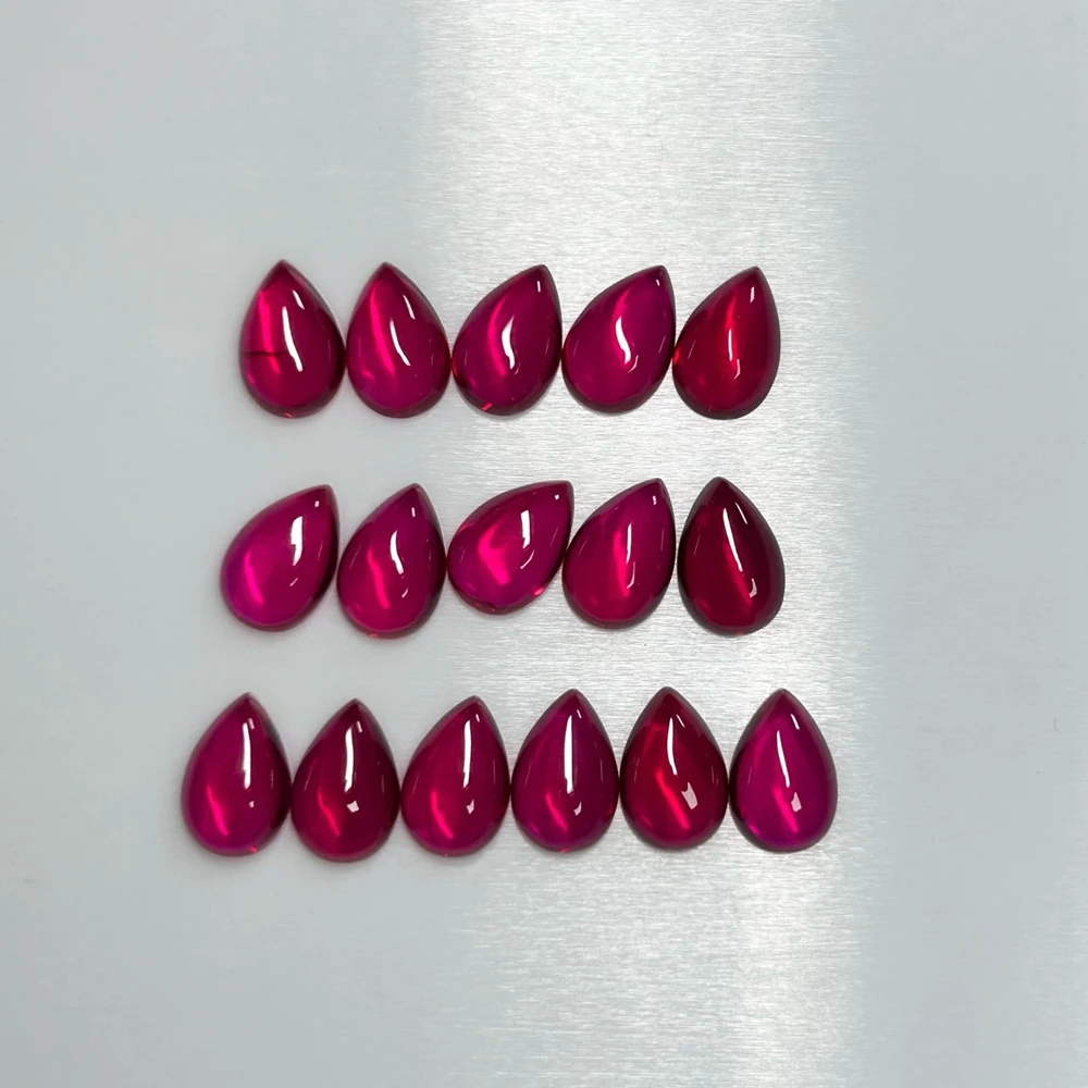 Synthetic Ruby Flat Bottom Pear Teardrop 8x12mm Gemstone For