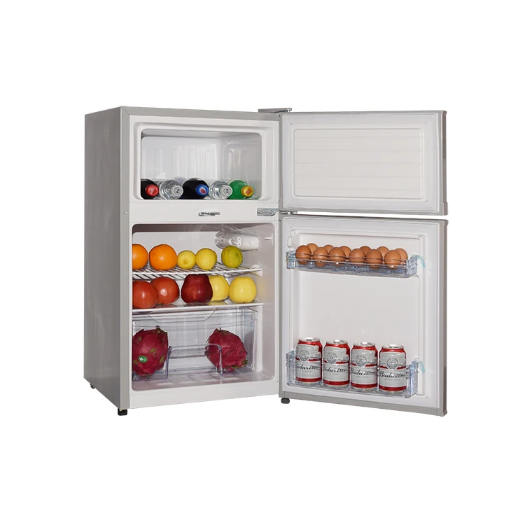 80L Factory Two Door Fridge Mini Size Upright Home Double Door Mini Fridge with Freezer Compartment