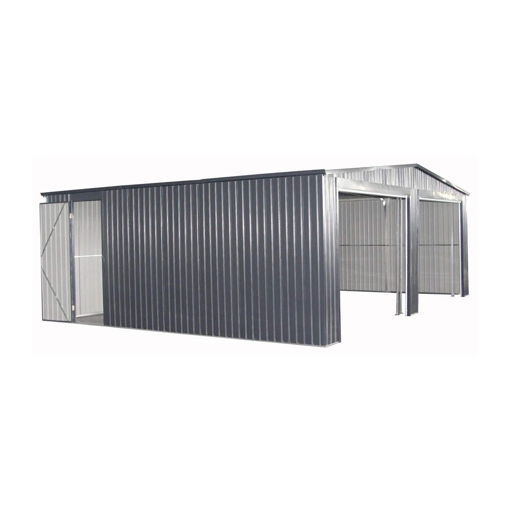 21x16  Big Sized Prefab Metal Garage Shed With Rolling Aluminium Door for 2 Cars