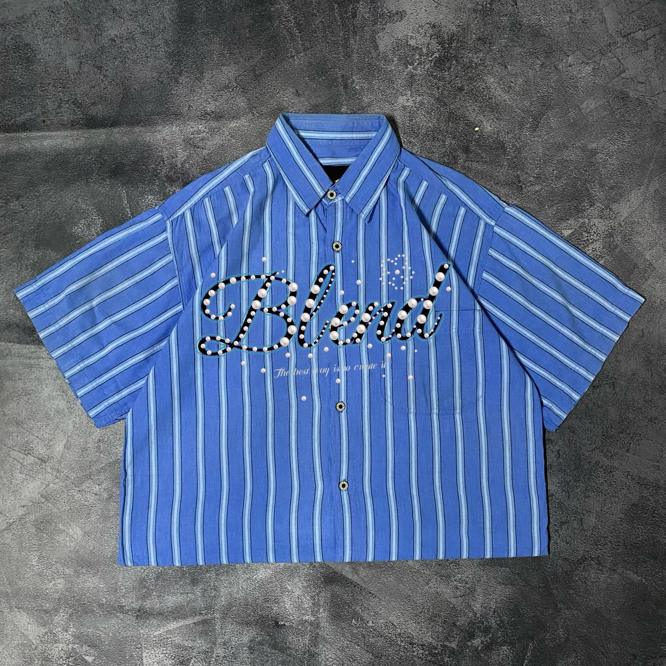 2025 Summer New Styles Vintage Boxy Fit Oversize Cropped Flannel Shirt for Men Cotton Button up Screen Print Shirt for Men