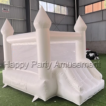 White color rental slide for birthday inflatable kids inflatable with balls jumping park indoor
