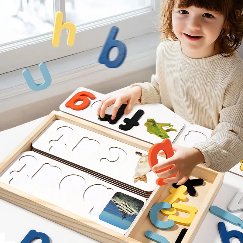 Kid See and Spell Word Games Learning Toy Alphabet ABC Letter Cards Matching Blocks Toy Children Spell Learning Educational Toys