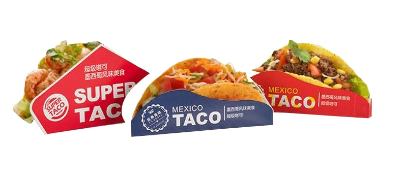 Taco Box Paper Custom Disposable Takeout Food Paper Boxes Tacos Packaging Holder ...