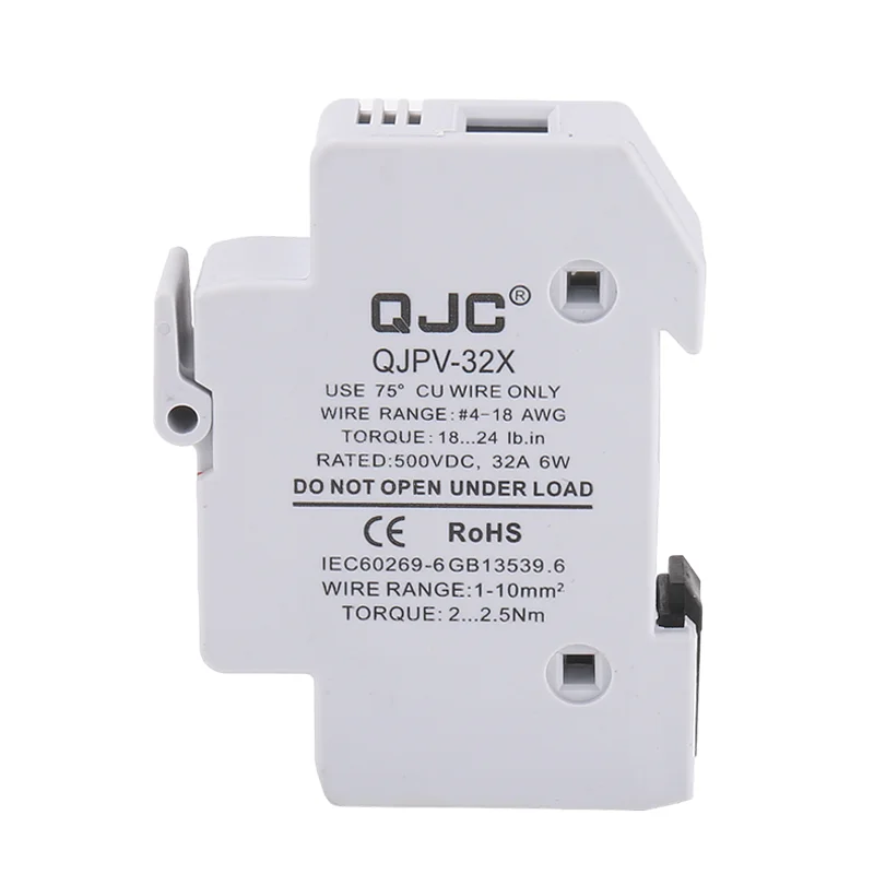 QJC PV System Solar PV Fuse Holder  Dc 1000V 16A 25A 32A 63A 100A Single Phase Dc Fuse Holder with Fuse Core