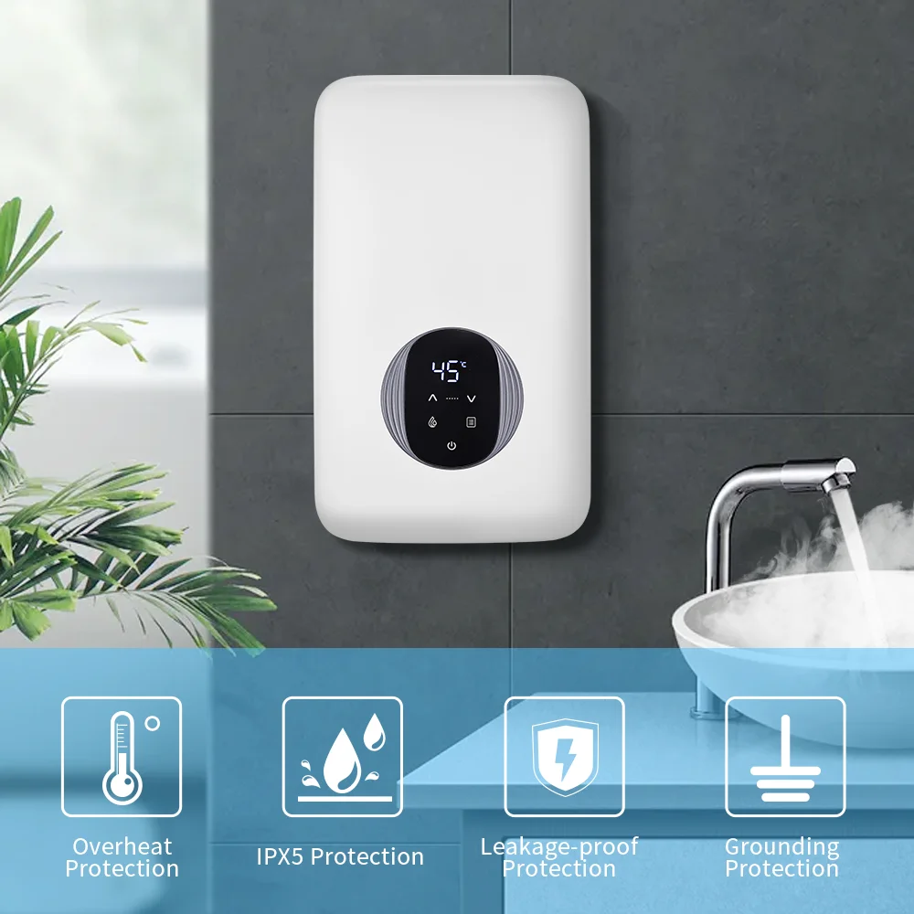 CE Wall Mounted Water Pump Hot Shower Geyser Electric Water Heater Touch Control Instant Hot Shower Water Heater 220V