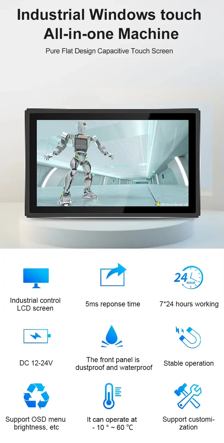 Embedded Industrial Touch Panel PC with J1900 / I3 / I5 / I7 CPU, Fanless Waterproof Linux VGA All-in-One Tablet PC