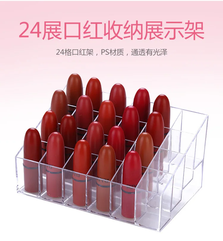 36 Grid Acrylic Lipstick Box Makeup Organizer Storage Box Lipstick nail polish organizer Display Holder Cosmetic Organizer Box supplier