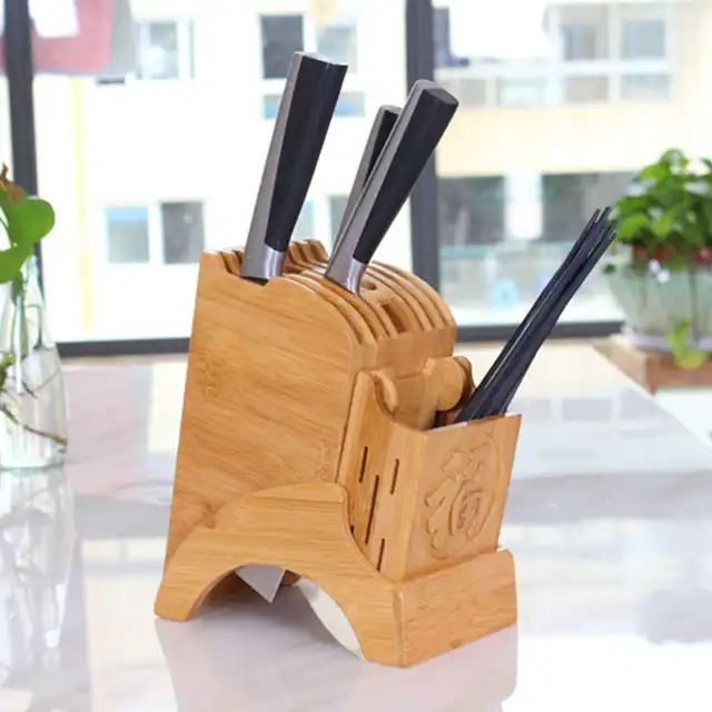 Kitchen Wholesale safe storage knife block stand bamboo insert knife holder