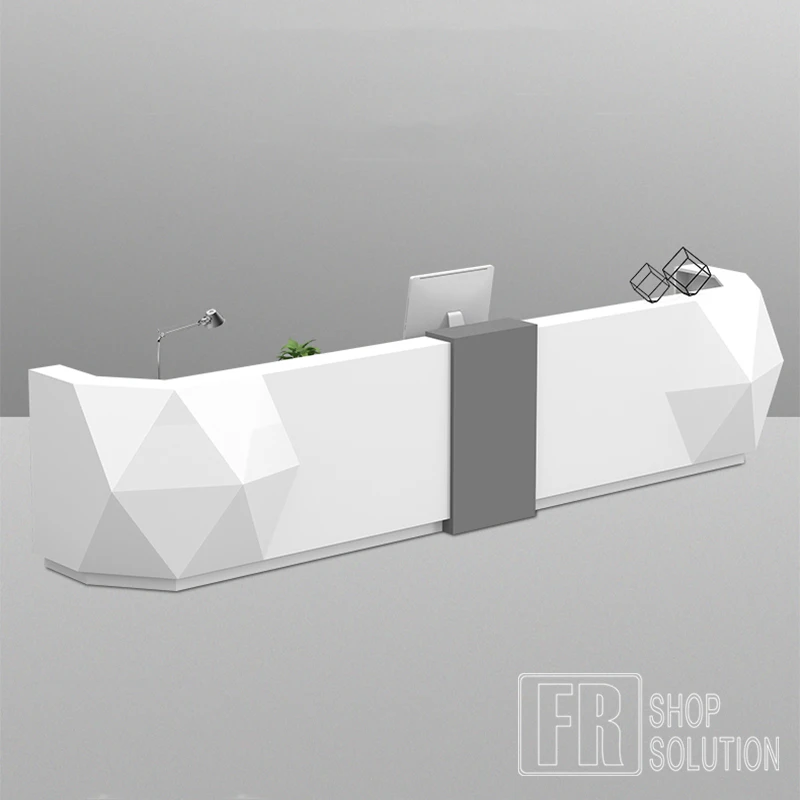 White Curve Reception Counter Modern Hotel Reception Desk Direct Factory Made Office Furniture