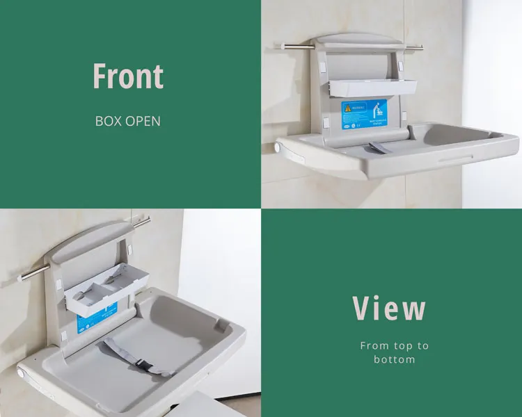 Modun Surface Mounted Plastic Baby Changing Table Horizontal Baby