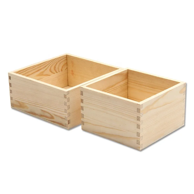 Wood Products Manufacturing Customized Handmade Cheap Unfinished Wooden Box Small Wood Box for DIY Home Storage