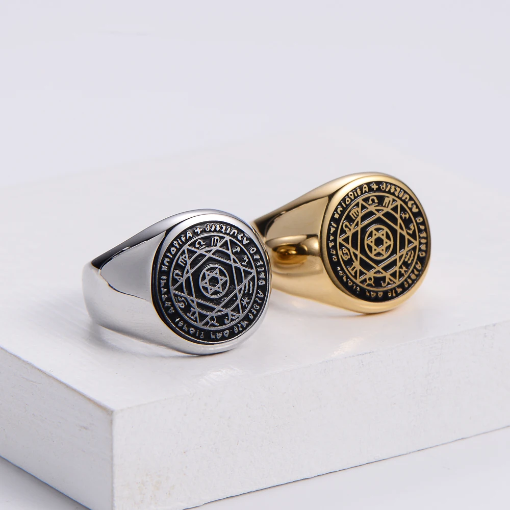 Men Jewelry Star of David Seven Archangels Talisman Protection Amulet Solomon Seal Ring