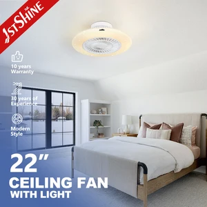 1stshine LED Ceiling Fan Child Room Protective Low Profile Hidden Blades Fancy Lampshade DC Ceiling Fan Light