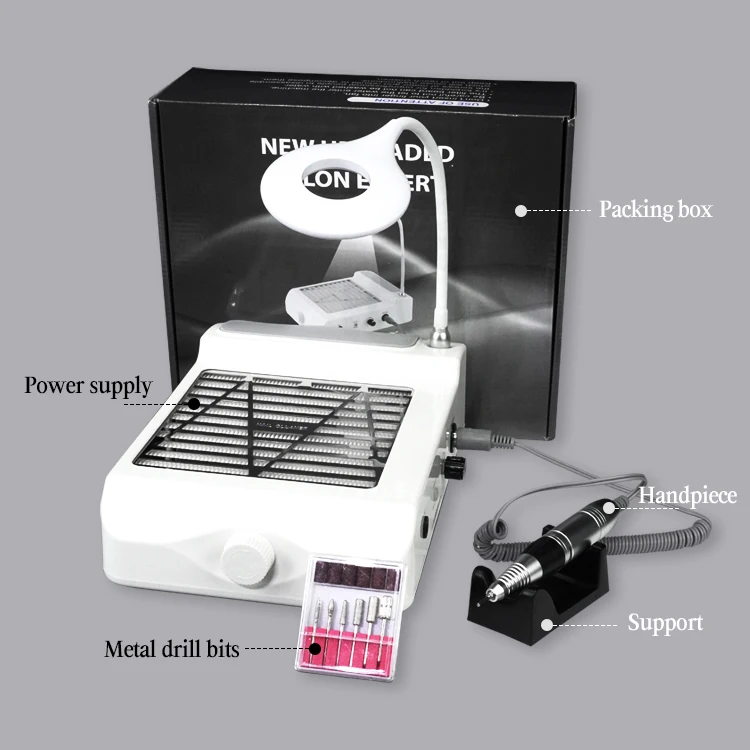 2029 AT-NM-018 Multi-functional nail vacuum cleaner with drill lamp supplier