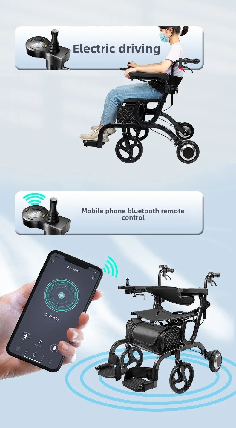 product 5 in 1 electric rollator walker wheelchair for elderly 120kg senior chair  mobility walker and shopping cart for adults-7