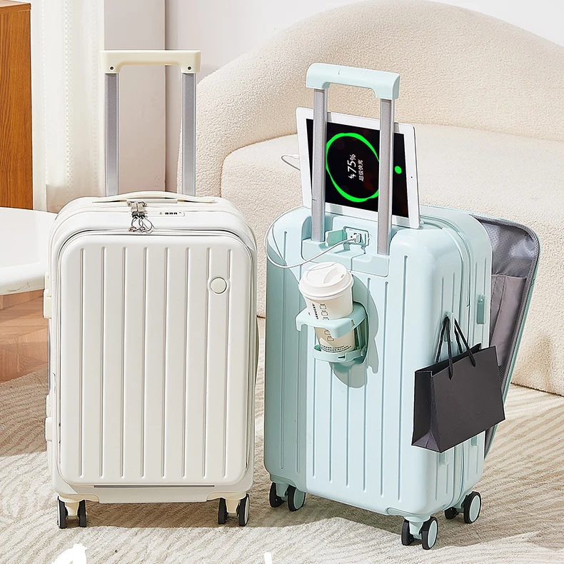 Popular ABS+pcl  for Men and Women Multifunctional Luggage Front Open Custom Suictase with USB Charging