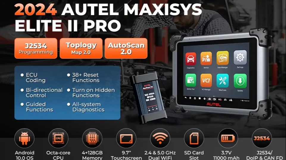 Autel Maxisys Elite II Automotive Diagnostic Scanner With J2534 ECU Programming Coding Tools