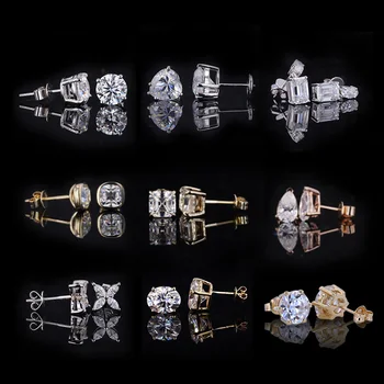 Starsgem Custom gold earrings hoop 9K 10K 14k 18K gold moissanite diamond Stud earrings