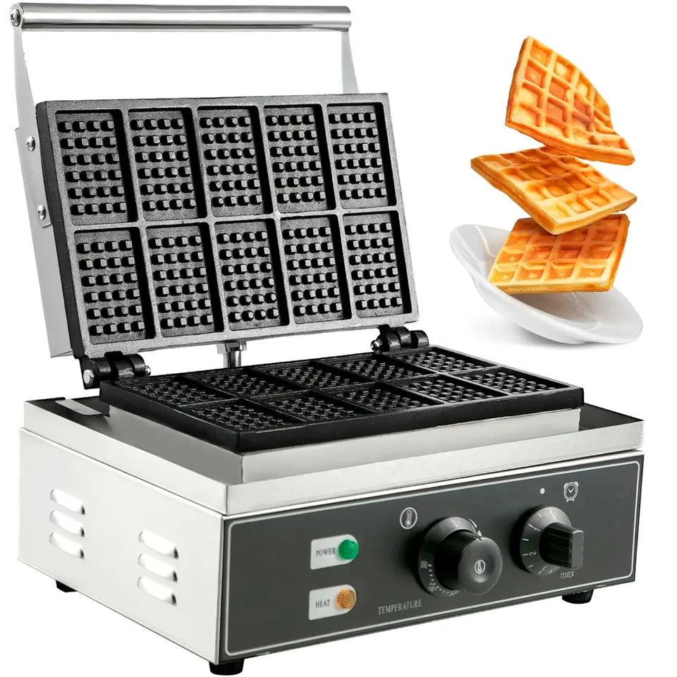 10pcs Commercial Professional waffle maker machine with iron cast cover for sale details