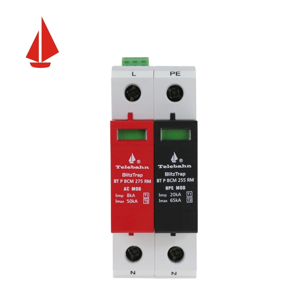AC SPD T1+T2 275V 8kA 25kA 50kA 1P+N Surge Protection Device for Single Phase
