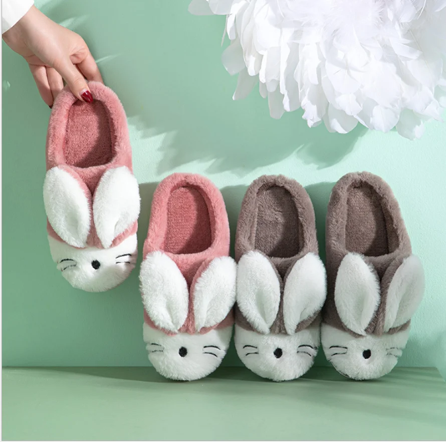 zapatos de algodón de felpa chanclas para conejos de dibujos animados Zapatillas de casa cálidas para interiores zapatos de algodón de felpa chanclas para conejos de dibujos animados Zapatillas de casa cálidas para interiores