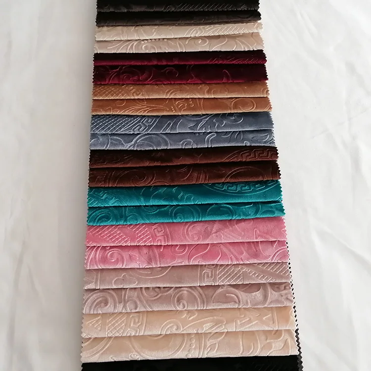 Free Sample Factory Supply 100% Polyester Embossed Auto Interior Latest Velour Upholstery Velvet Embossed Fabric