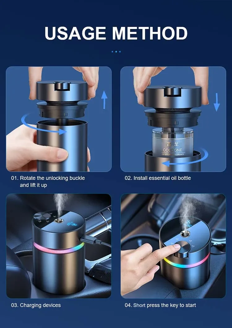 Smart Car Perfume Bottle Diffuser 50ml Essential Oil Scents Car Aroma