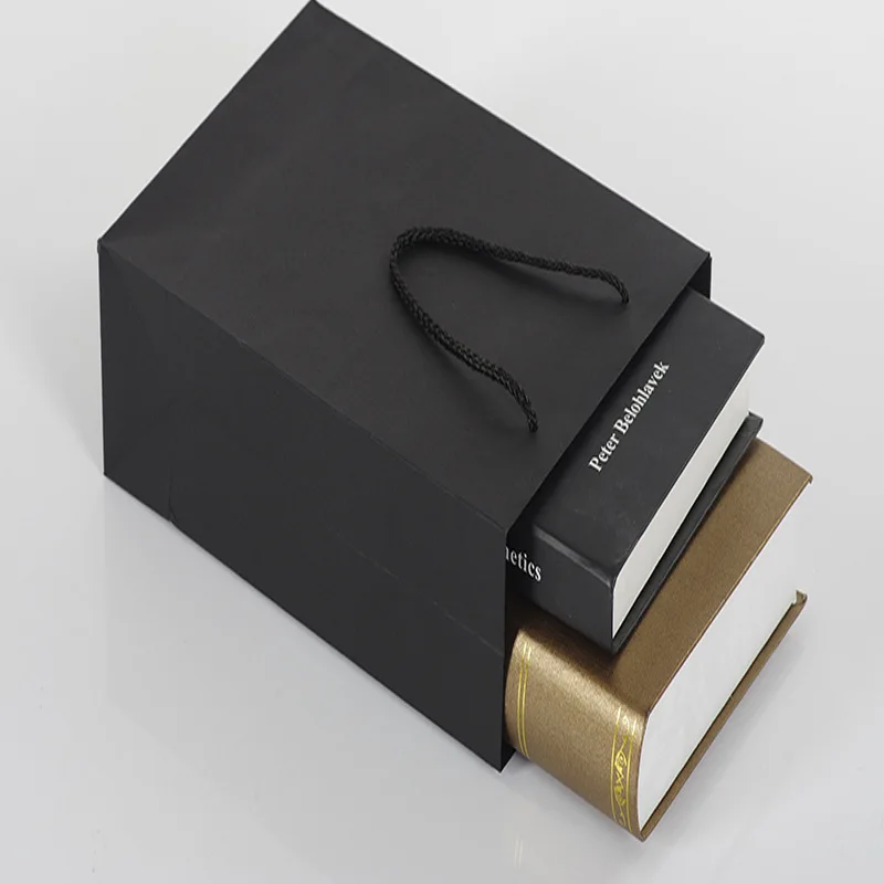Louse Philippe Black Paper Bags With Foil Stamping for Shopping