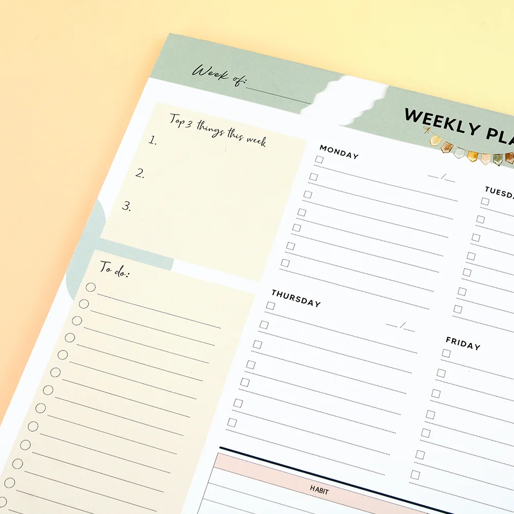Notepad Custom Printed Weekly Daily to Do List 52 Tear Off Sheet School Stationery Planner Pad Notepad