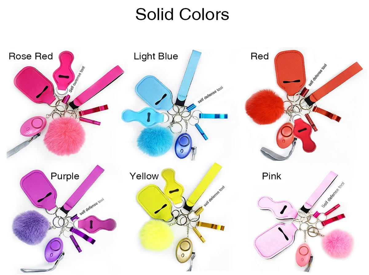 Tiktok Amazon Hot Sale Personal Safety Product Self Defense Keychain Set With Led Light Sound Alarm And Pompom Safety Keychain Buy Tiktok Self Defense Keychain Set Personal Personal Safety Keychain Tiktok Safety Keychain