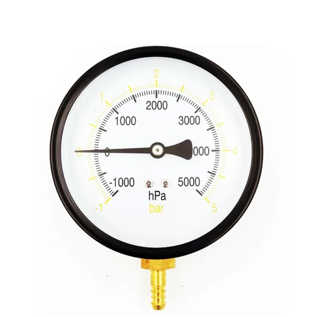 Pressure Transmitter 100mm Dials -1~5000hpa or Custom Bottom Connection Pressure Gauge For Air Pressure Testing