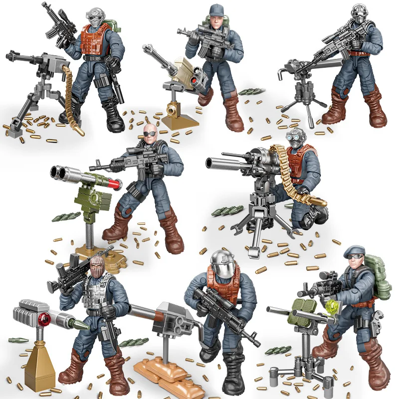 新入荷 8ピース PVCプラスチック兵士のアクションフィギュア組み立て玩具