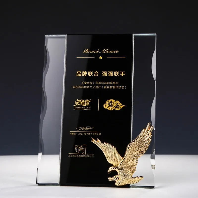 Factory Wholesale Cheap Price Crystal Glass Wood Plaque Award With Custom Design supplier