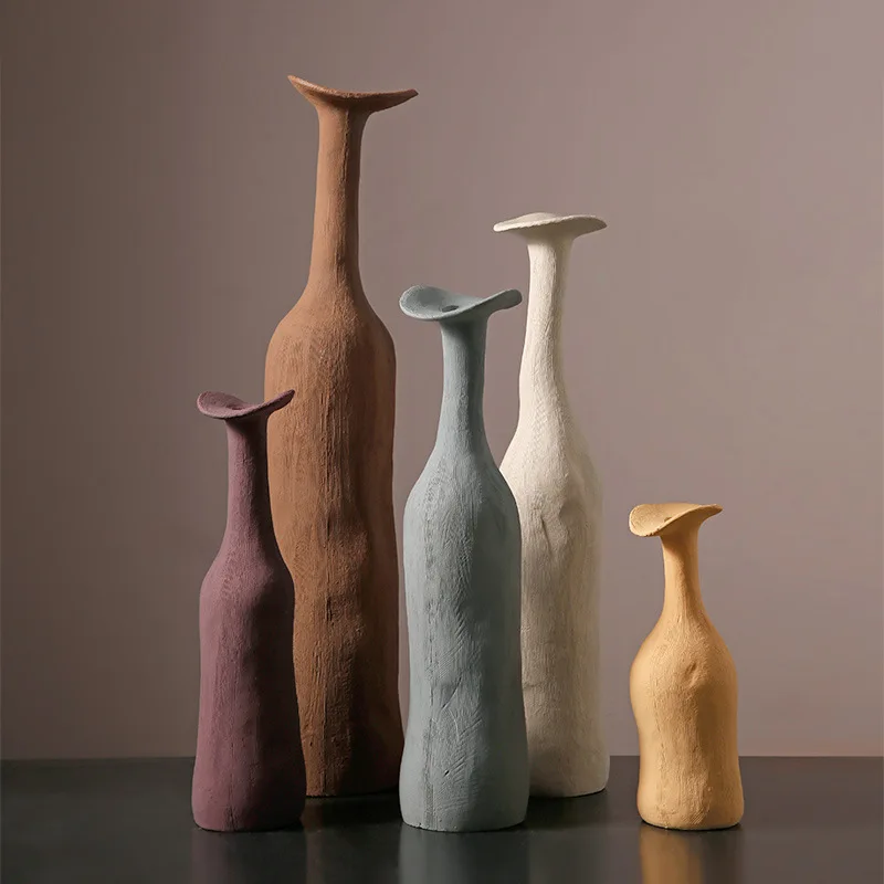 INS Wholesale Modern Irregular Nordic Home Decor Custom Shaped Modern Geometric Morandi Color Flower Arrangement Ceramic Vase