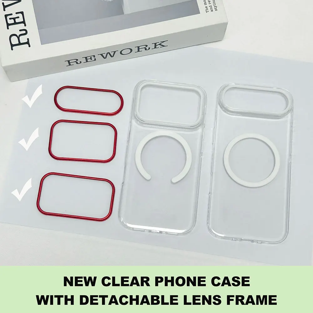 product laudtec detachable lens frame clear phone case shockproof simple business back cover custom for iphone 17 air 16 pro max sjk1071-2