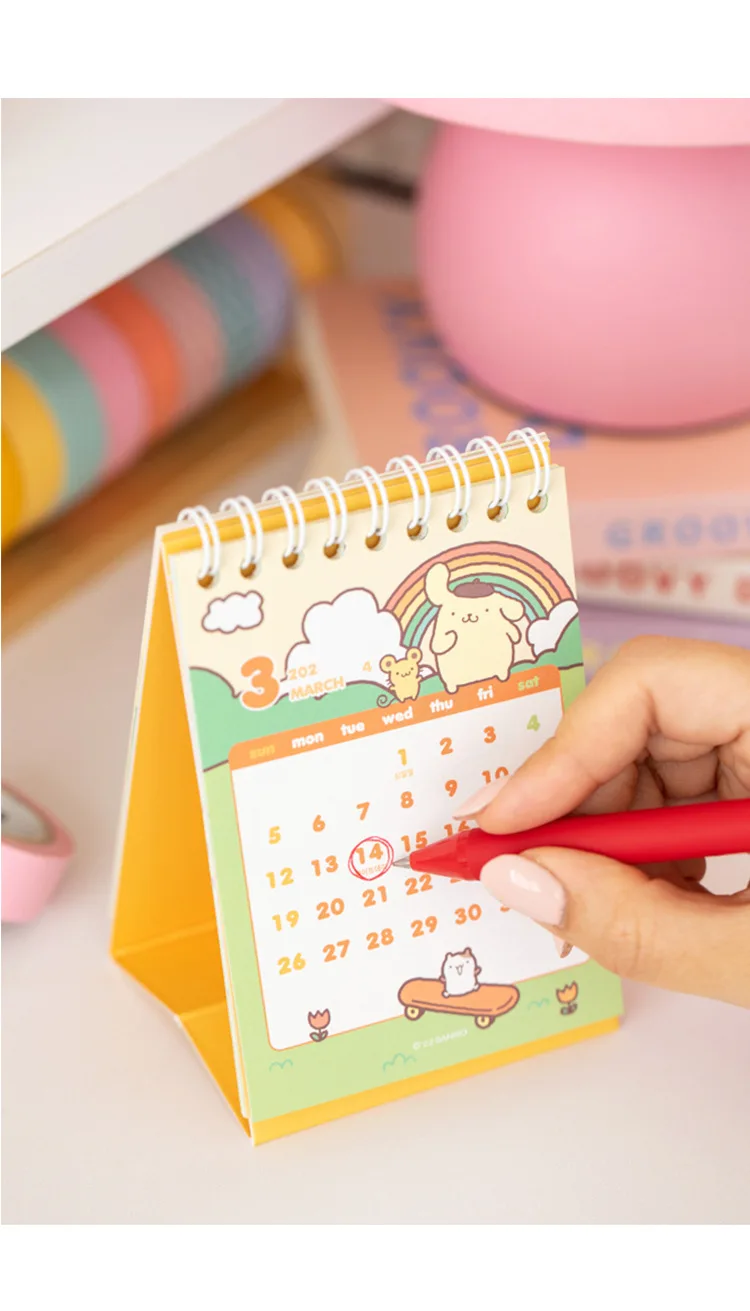 Yubon 2024 Kawaii Kuromi Cinnamoroll Melody Cartoon Calendar Desktop ...